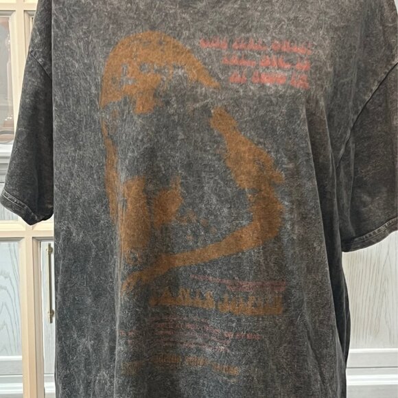 Junk Food Janis Joplin Grey Stone Washed Oversized Graphic Short Sleeve T-Shirt - Picture 2 of 7